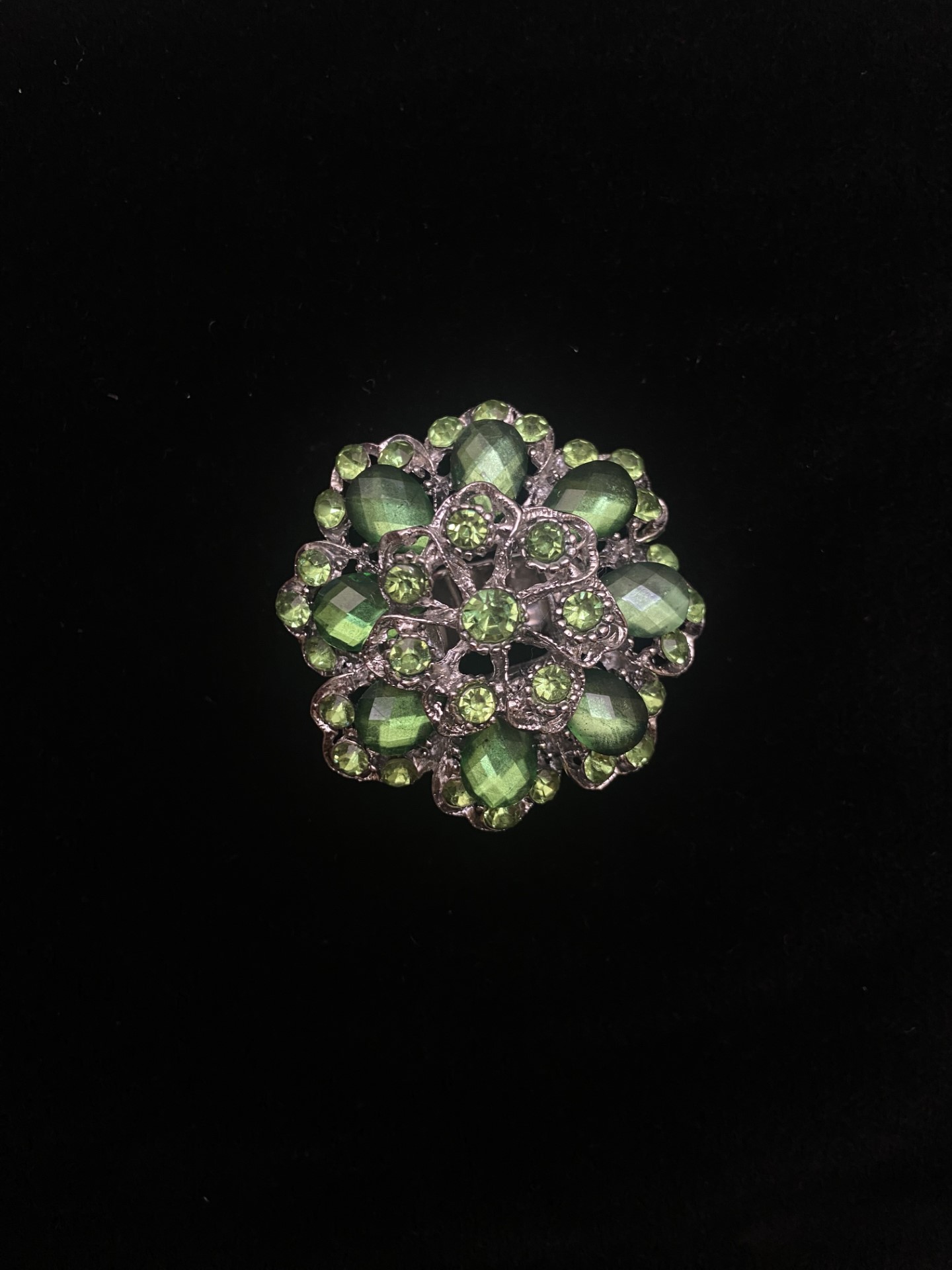 bague stella argentée strass vert Atelier la colombe vente et