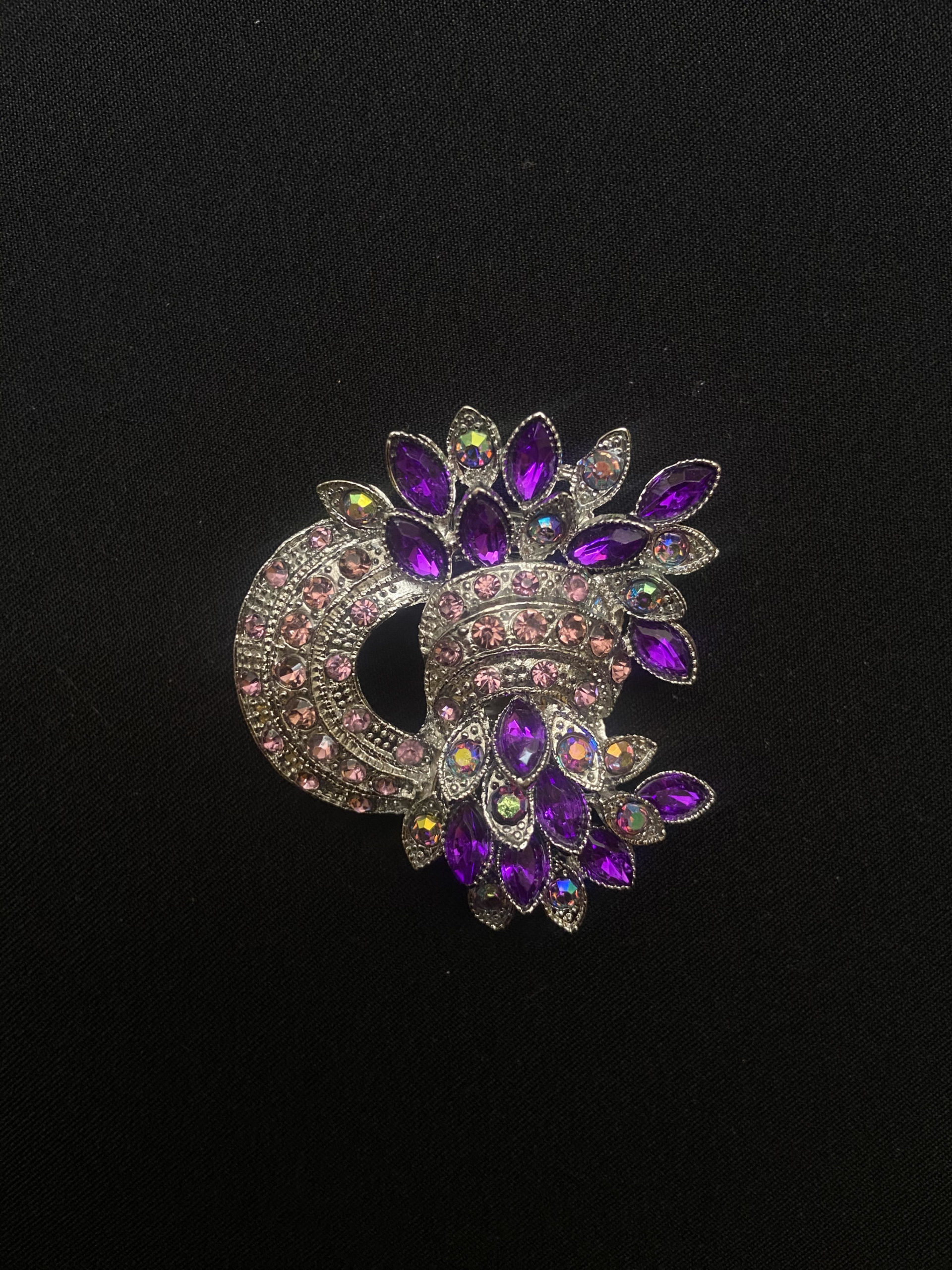 Bague Rosa Argent E Strass Violet Atelier La Colombe Vente Et