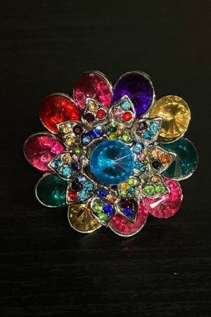 Bague margu dorée strass multicolore