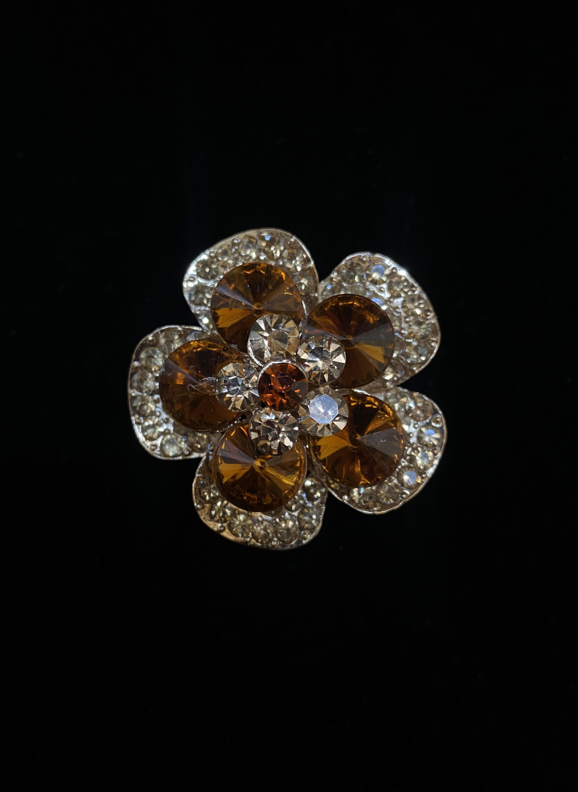 Bague Dalia dorée strass violet