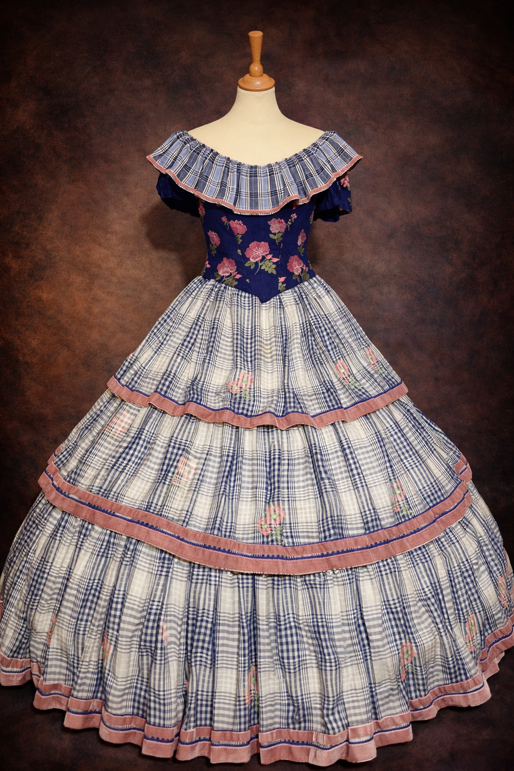 robe second empire a carreaux