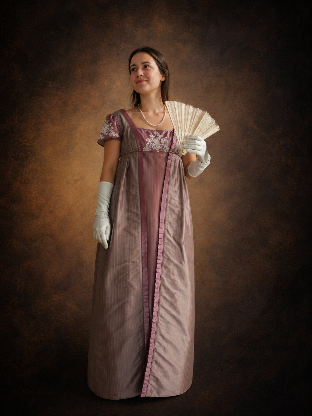 robe 1er empire rose et gris